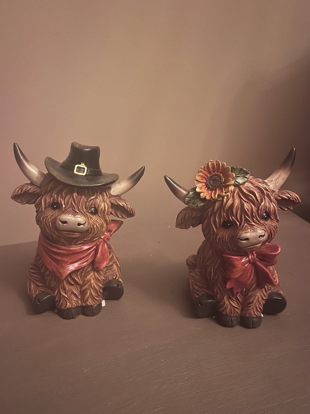 Hobby Lobby Highland Cow Decorative Figurines - Set of 2